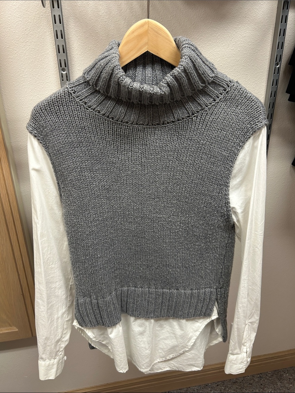 Pilcro Gray Knit Turtleneck Sweater Twofer Top